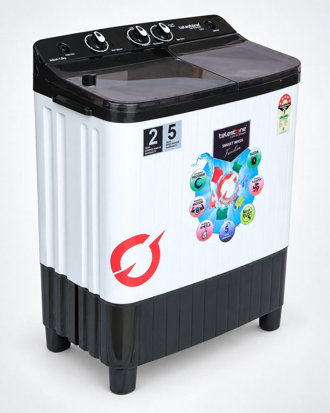 Aqua 7.0 kg Semi-Automatic Washing Machine — Black — view 3
